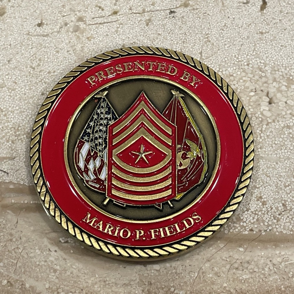 USMC Marine Corp SERGEANT MAJOR Military CHALLENGE COIN Mario‎ Fields SEMPER FI